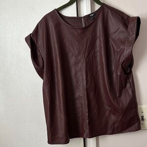 Express Burgundy Faux Leather Blouse